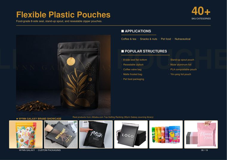 Flexible plastic pouches