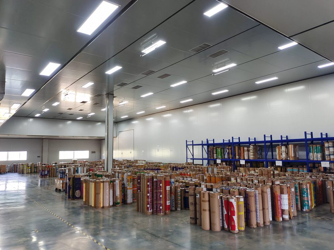 Printed film roll material store